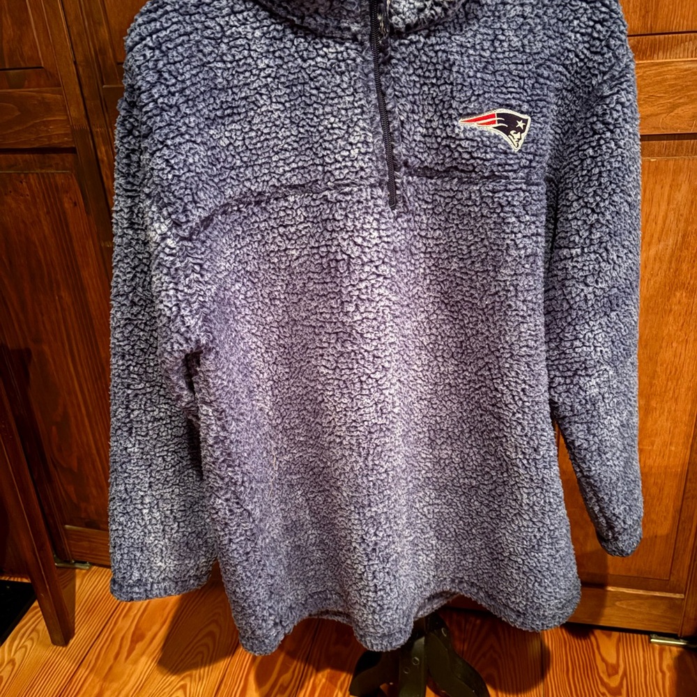 NFL Logo Navy Sherpa Quarter‑Zip Pullover